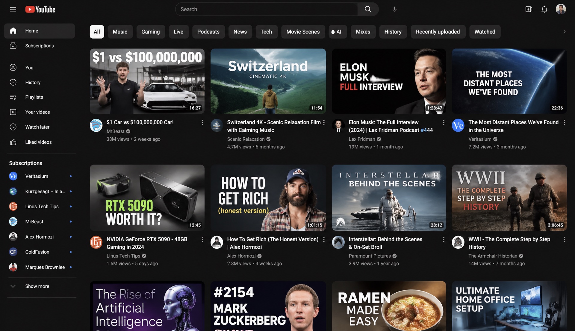 YouTube trending feed — the live signal creatumb listens to